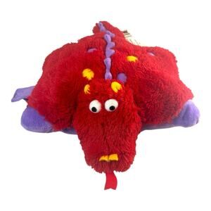 2010 Pillow Pets Pee Wees Mini 11" Red Dragon Dinosaur Stuffed Animal Toy Plush